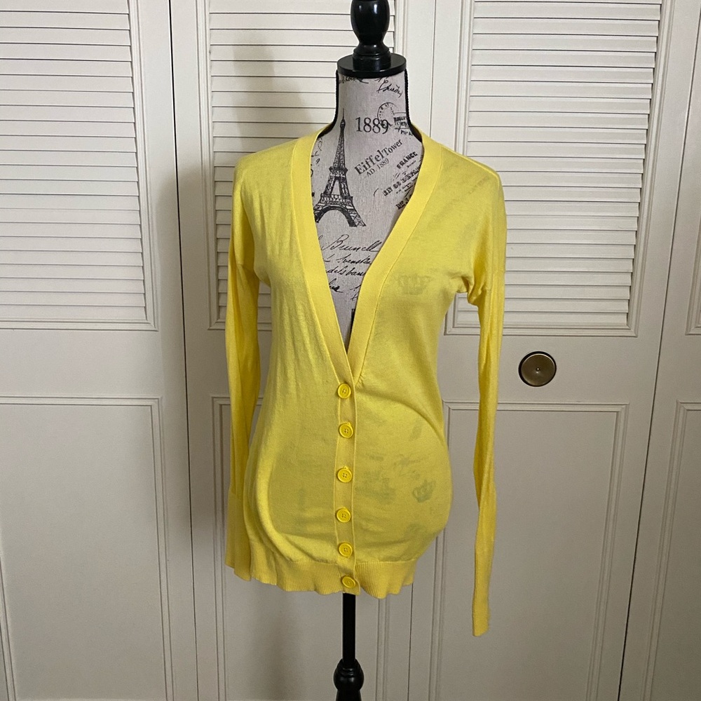 Express yellow long cardigan sweater